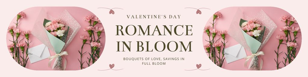 Tender Florals In Bouquet Due Valentine's Day Twitter Design Template