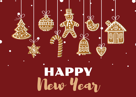 Cute New Year Greeting Card Design Template