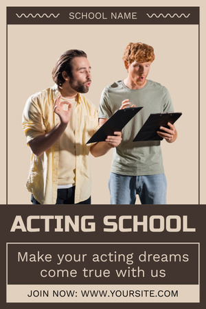 Valósítsa meg színészi álmait a Színésziskolában Pinterest tervezősablon