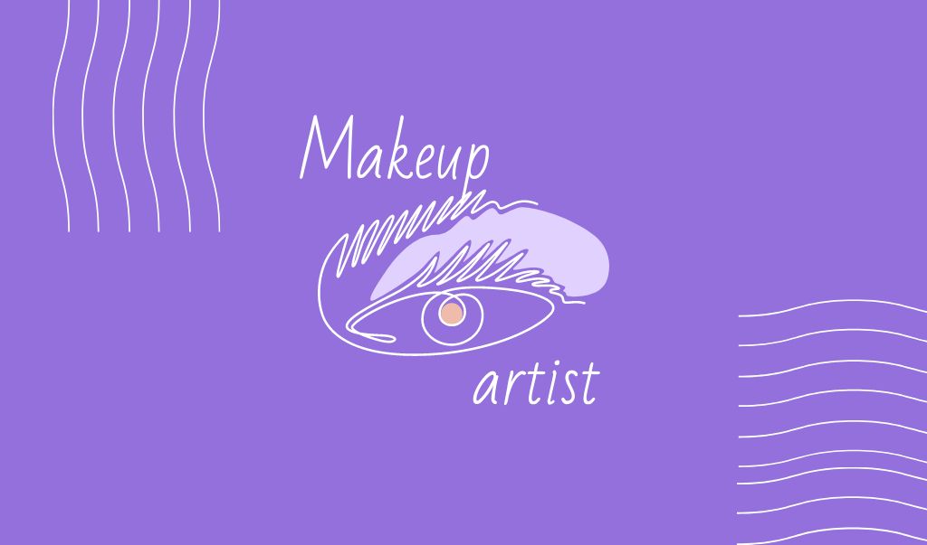 Makeup Artist Contacts Information on purple Business card Modelo de Design