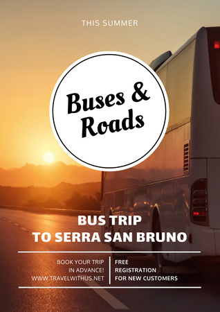 Bus Trip with Scenic Road View Poster A3 – шаблон для дизайна