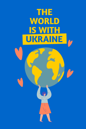 World is with Ukraine Pinterest Design Template