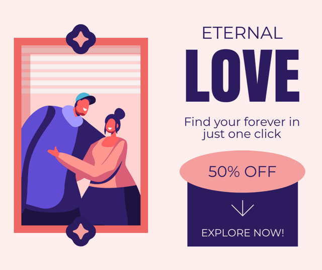 Designvorlage Find Your Eternal Love with Matchmaking Service für Facebook