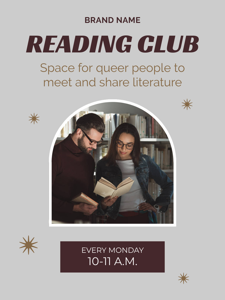 Szablon projektu Literature Club Ad with Man and Woman Poster US