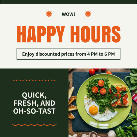 Happy Hours Ad with Tasty Egg with Vegetables Instagram AD Design Template
