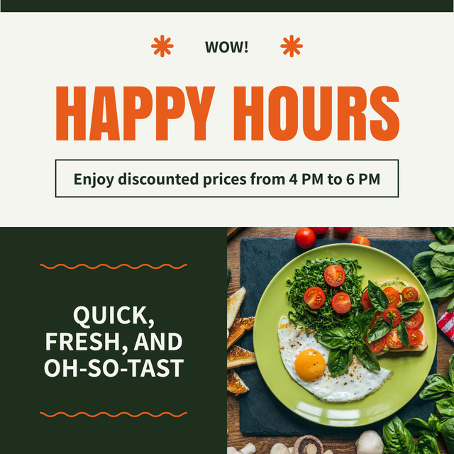 Happy Hours Ad with Tasty Egg with Vegetables Instagram AD – шаблон для дизайну