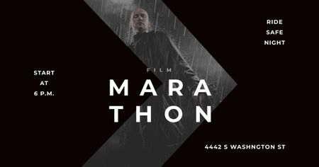 Marathon Movie with Actor under Rain Facebook AD tervezősablon
