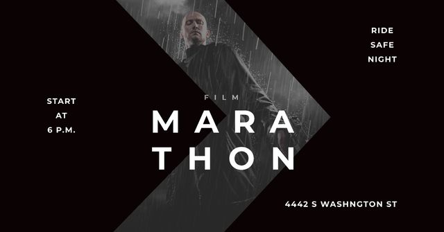 Marathon Movie with Actor under Rain Facebook AD Design Template