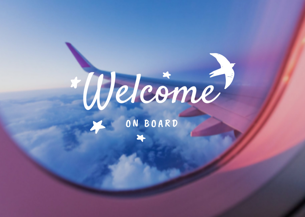 Travel Inspiration with Cloudscape in Plane Window Card – шаблон для дизайну