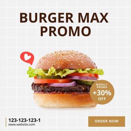 Platilla de diseño Delicious Burger With Weekly Discount Offer Instagram