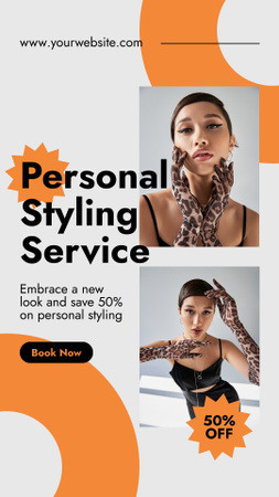 Discount on Personal Styling on Orange Instagram Story Tasarım Şablonu