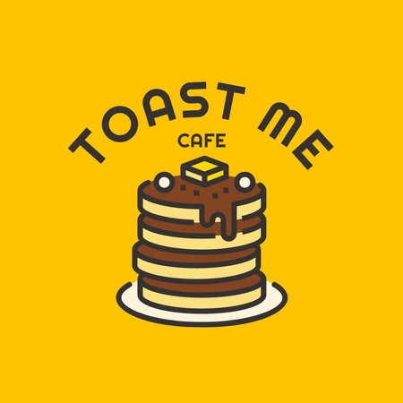 Cafe Emblem with Pancakes in Chocolate Logo Design Template