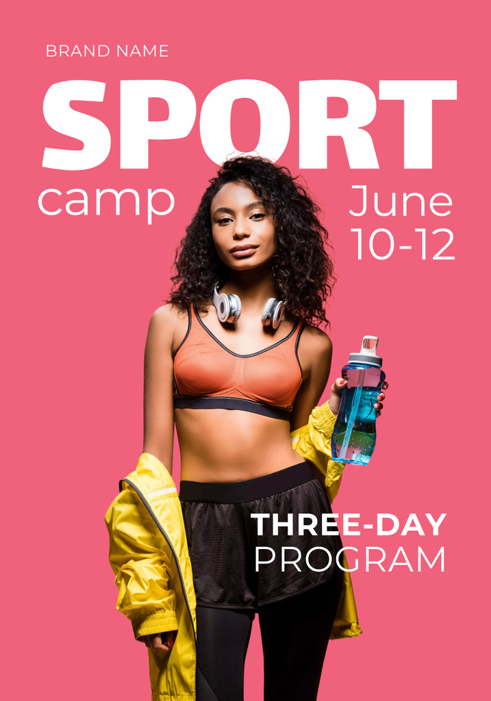 Sport Camp In June With Program Announcement Poster 28x40in Tasarım Şablonu