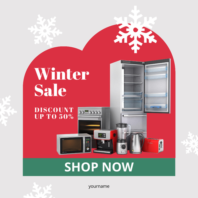 Big Winter Sale Announcement for Household Appliances Instagram Πρότυπο σχεδίασης