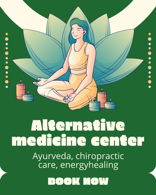 Awesome Alternative Medicine Center With Booking Instagram Post Vertical Design Template