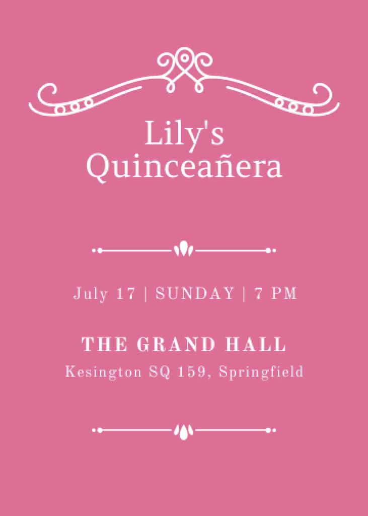Plantilla de diseño de Announcement of Quinceañera Invitation 