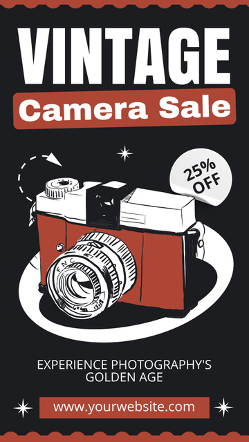 Well-preserved Camera With Discount Offer Instagram Story Πρότυπο σχεδίασης