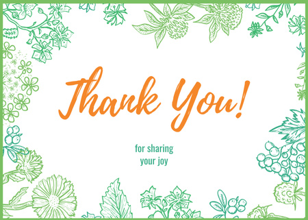 Template di design Thank You Phrase With Floral Frame Postcard 5x7in