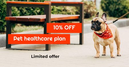 Template di design Pet Healthcare offer with French Bulldog Facebook AD