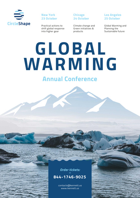 Global Warming Conference with Melting Ice in Sea Poster Tasarım Şablonu
