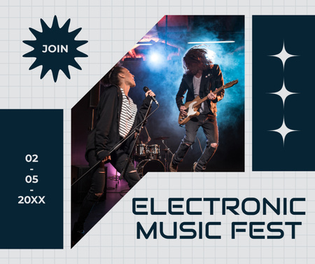 Electronic Music Festival with Band on Stage Facebook Design Template