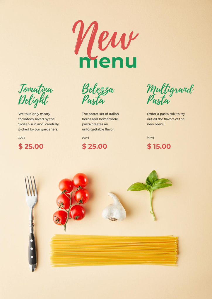Pasta dish with Tomatoes Poster Design Template