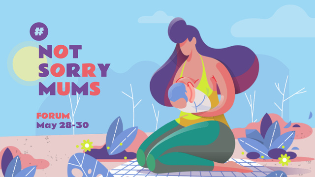 Plantilla de diseño de Mother's Day Event with Mom breastfeeding her Baby FB event cover 