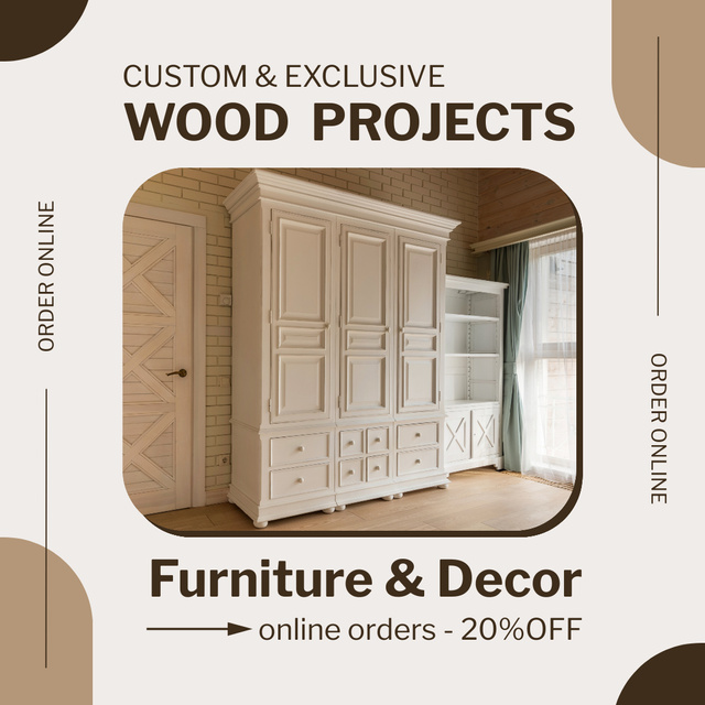 Ontwerpsjabloon van Instagram AD van Fine Furniture And Decor Carpentry At Reduced Price Offer