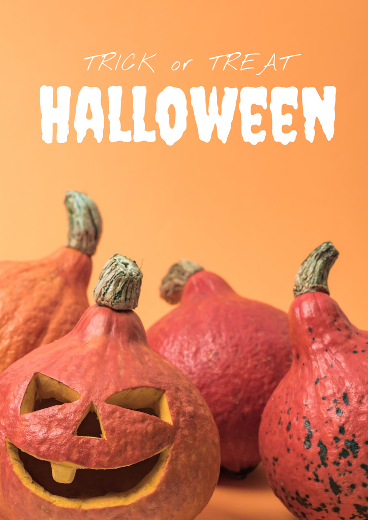 Halloween Greeting with Spooky Pumpkin Poster Πρότυπο σχεδίασης