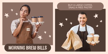 Template di design Caffè stravagante e promozione di pasticceria gratuita in negozio Twitter