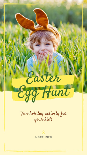 Designvorlage Child wearing bunny ears on Easter für Instagram Story