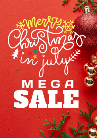July Christmas Bright Sale Announcement Flyer A5 Design Template