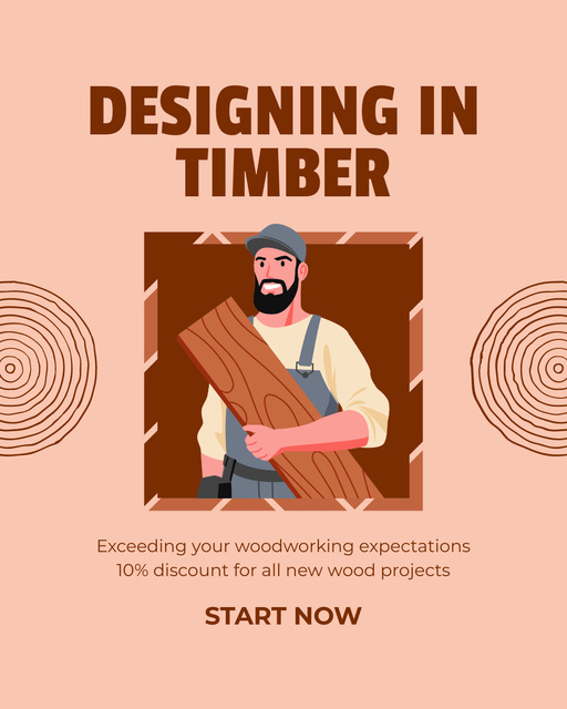 Ontwerpsjabloon van Instagram Post Vertical van Offer of Designing in Timber Services