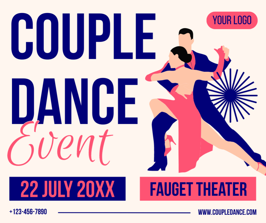 Announcement of Couple Dance Event Facebook Design Template