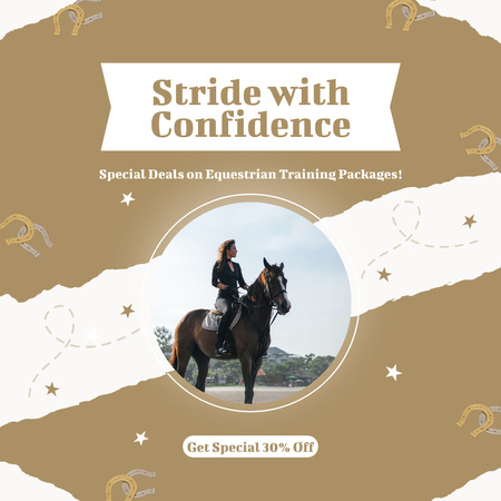 Специальное предложение на пакет тренировок по конному спорту Instagram AD – шаблон для дизайна