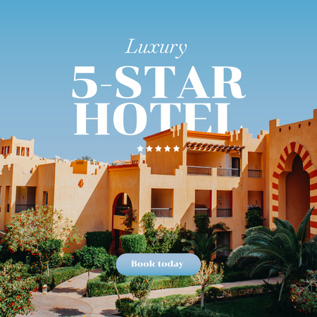 Summer Travel Offer with Luxury Hotel Instagram Tasarım Şablonu