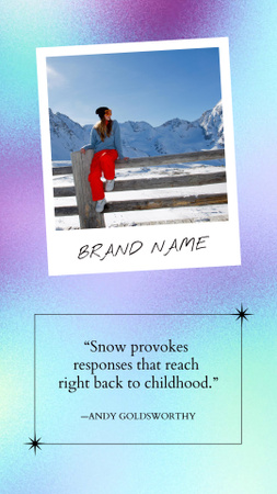 Quote with Woman in Snowy Mountains Instagram Video Story Design Template