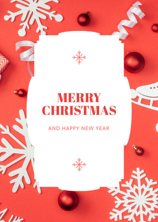 Christmas And New Year Congratulations Postcard 5x7in Vertical Design Template