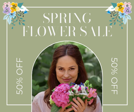 Template di design Annuncio di vendita di fiori di primavera Facebook