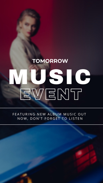 Plantilla de diseño de New Music Event Tommorow Announcement Instagram Story 