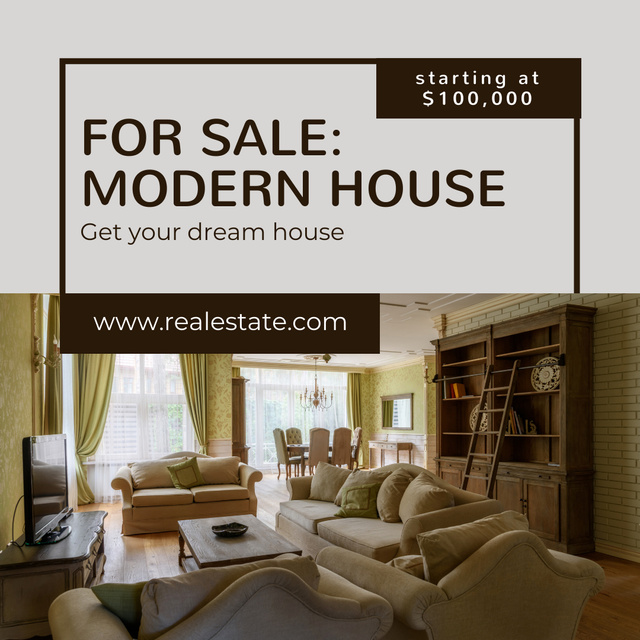 Modern House for Sale Instagramデザインテンプレート
