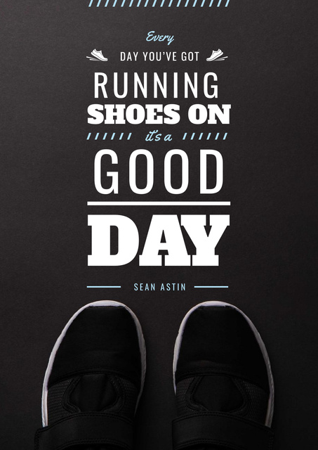 Plantilla de diseño de Sports Inspiration Quote with Pair of Athletic Shoes Poster 