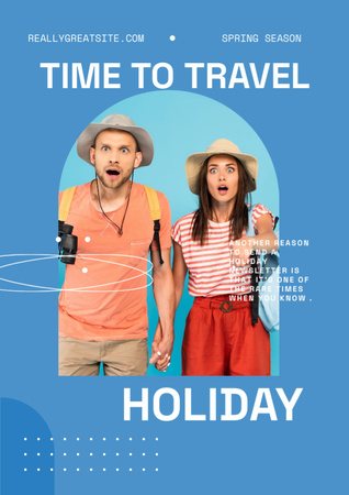 Spring Holiday Travel Blue Newsletter Design Template