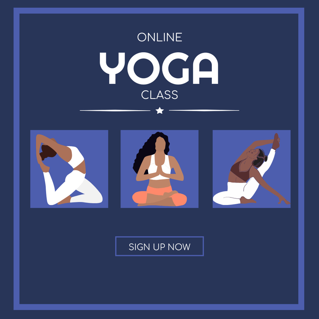Yoga Class Ads with Meditating Woman Instagramデザインテンプレート