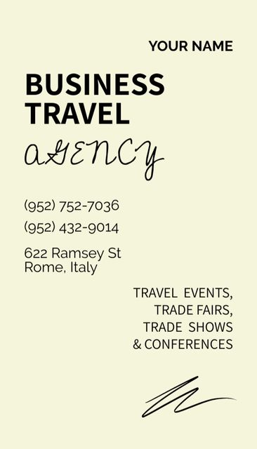 Travel Agency Ad with Street Old Buildings Business Card US Vertical Design Template