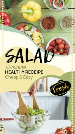 15-Minute Easy Salad Recipe Instagram Story Design Template