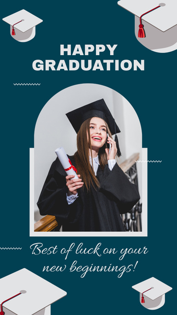 Happy Graduation for Young Girl Instagram Story Modelo de Design
