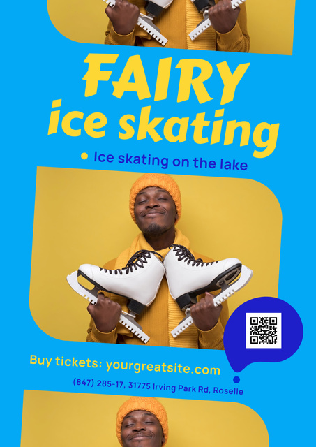 Ontwerpsjabloon van Poster van Winter Ice Skating Invitation