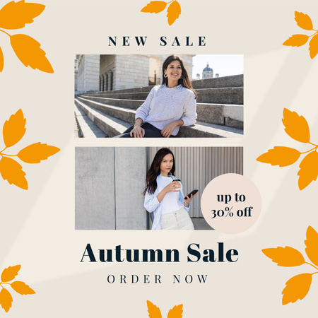 Template di design Young Lady Walking in City for Fall Clothes Sale Instagram