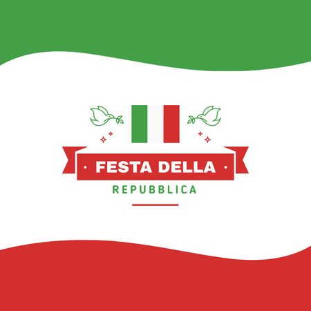 Republic of Italy Day Greeting in Colors of Flag Instagram Design Template